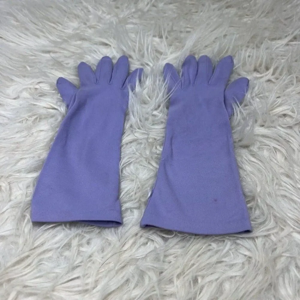 Vintage 70s Pastel Purple Nylon Cotton Forearm Length Womens Gloves ONE SIZE